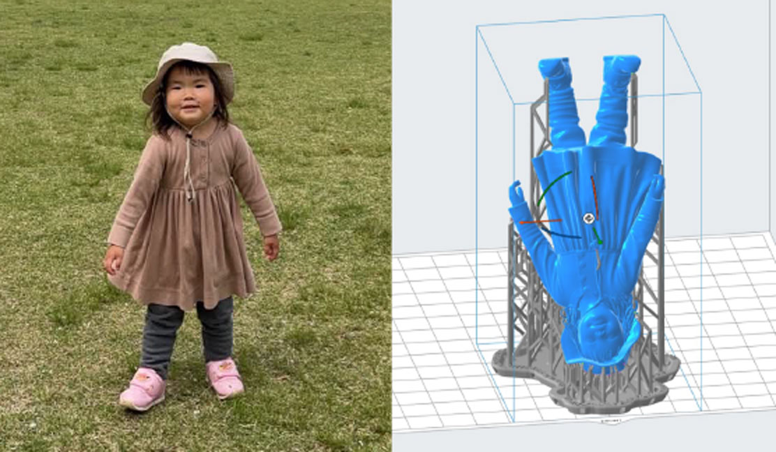 写真と、写真から作成した 3D データ